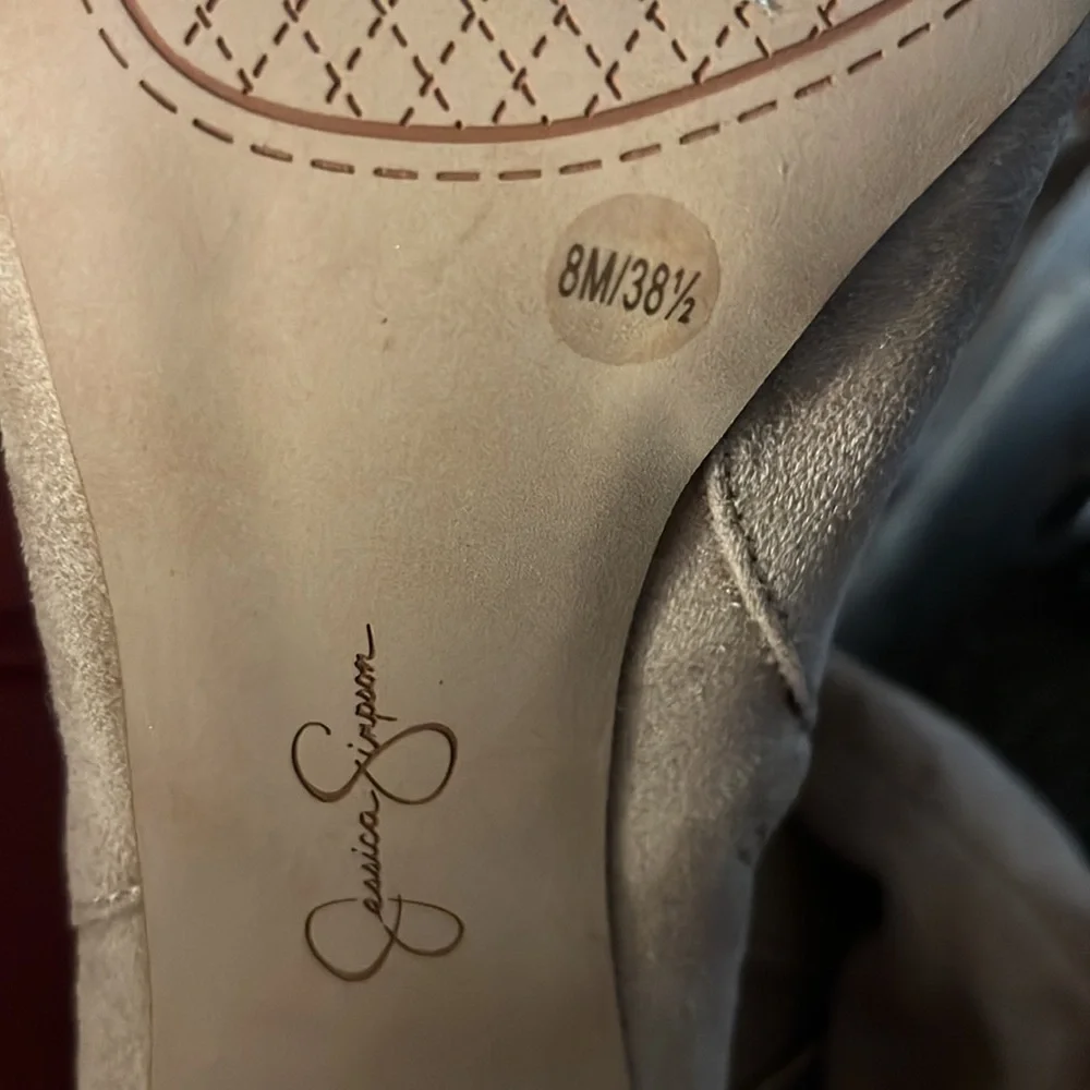 Jessica Simpson Alexiana Faux Suede Thigh High Beige Boots Size 8